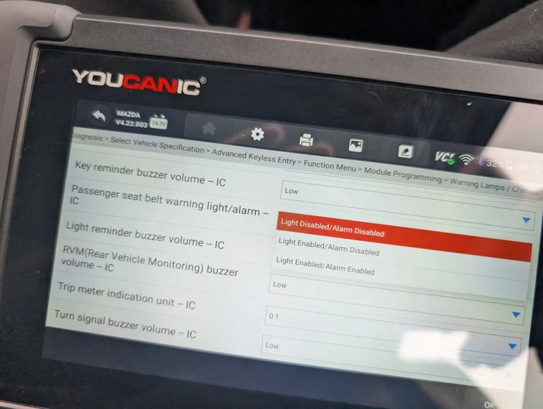Mazda CX-7 2008 Seat Belt Warning Disable with OBD2 scanner