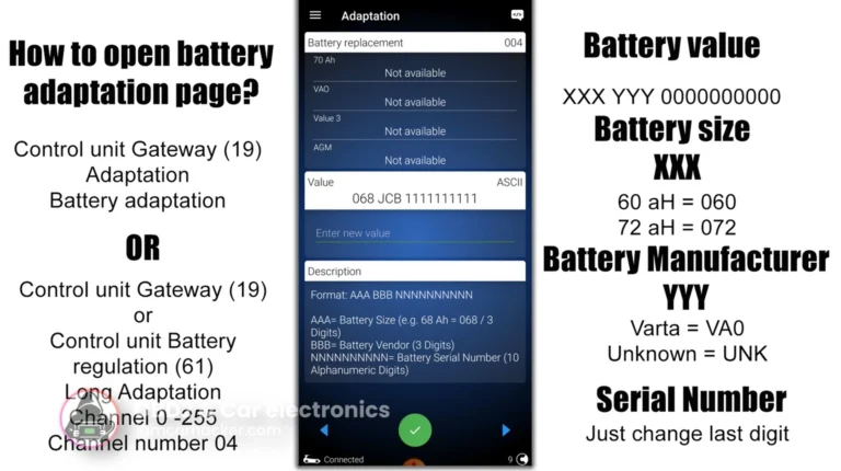 How to adapt a new battery in VW / Audi / Skoda / Seat (VAG battery coding guide)