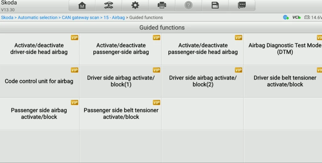 What are VAG guided functions 12 airbag guides functions