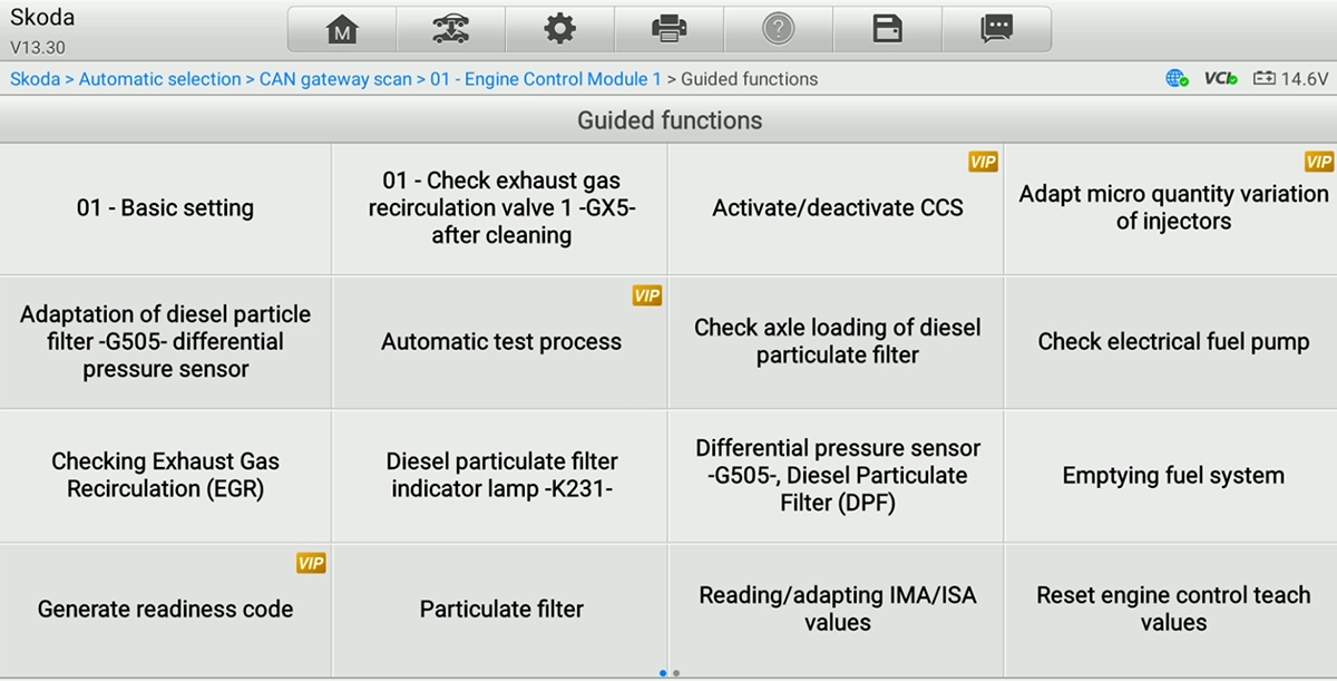What are VAG guided functions 1 engine guides functions
