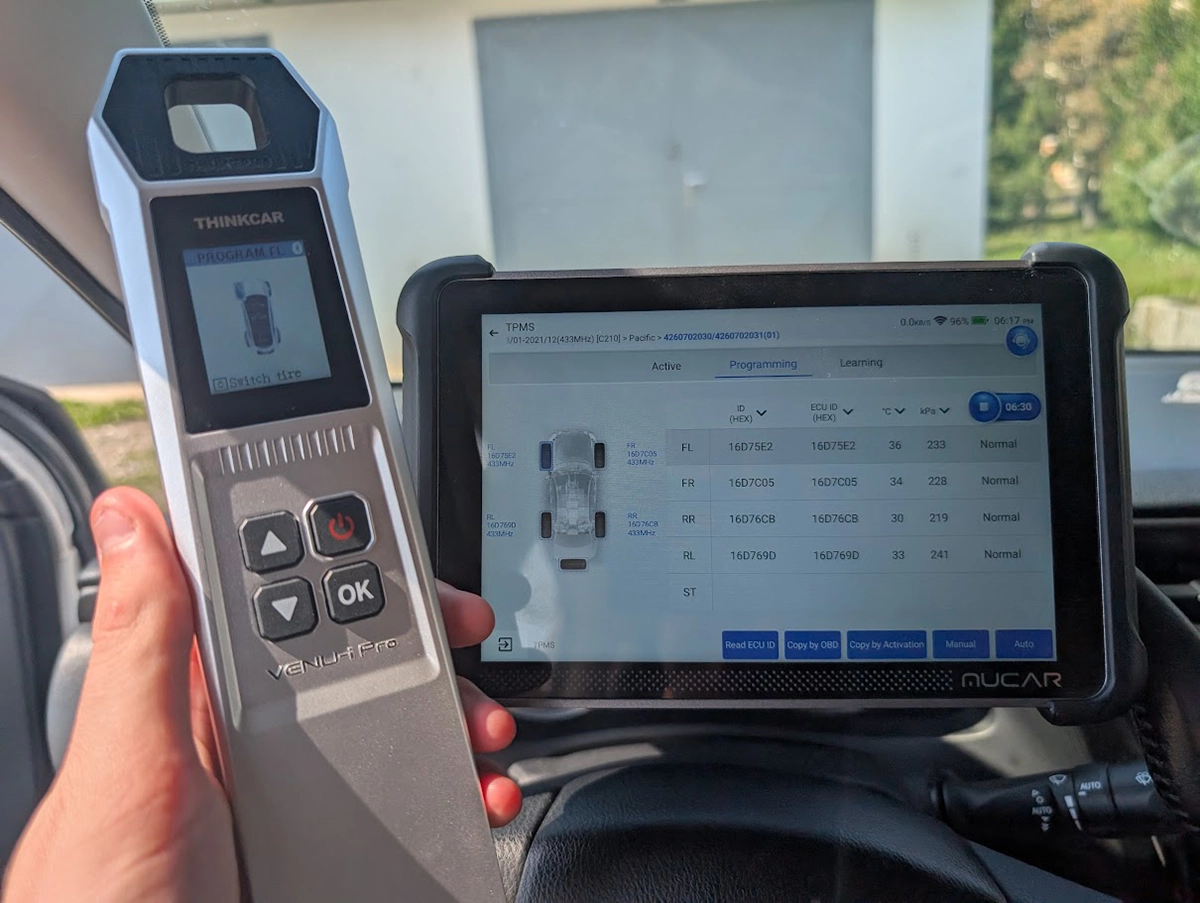 Using Mucar 892BT to fix TPMS system with venu tpms addon tool