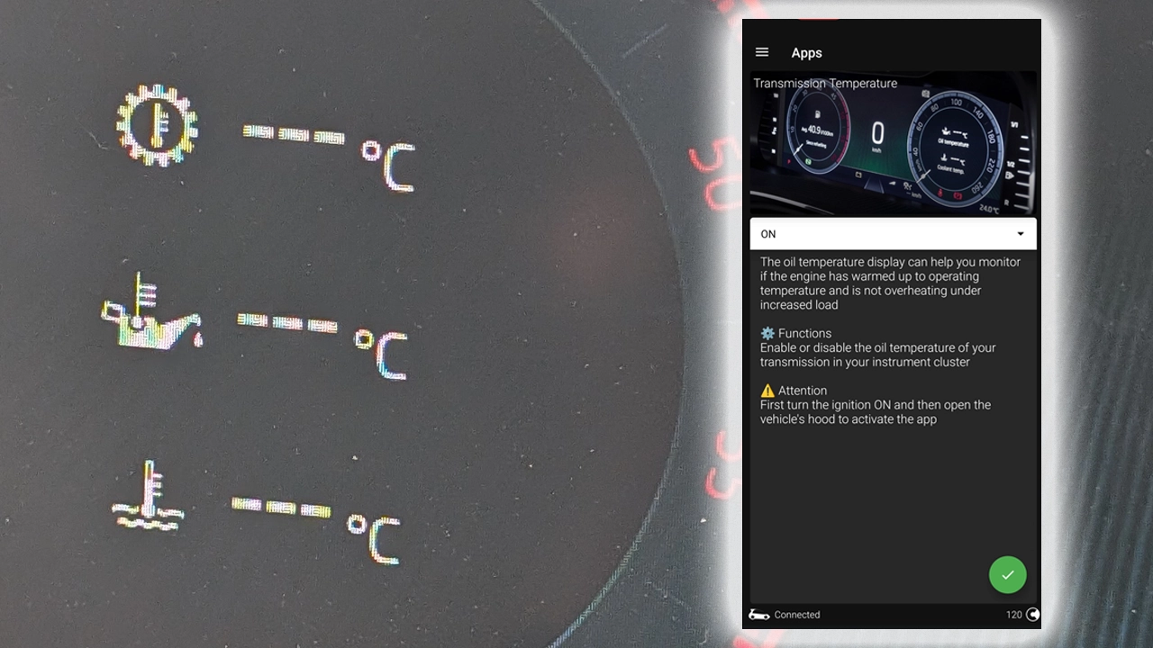 octavia mk4 transmission temperature in dashboard
